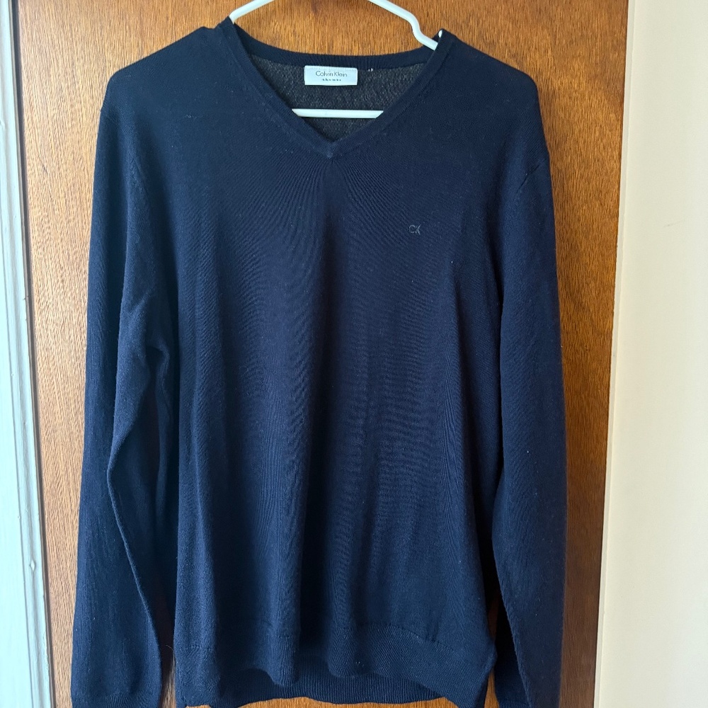 Calvin Klein Merino Wool Sweater, Navy, Size M